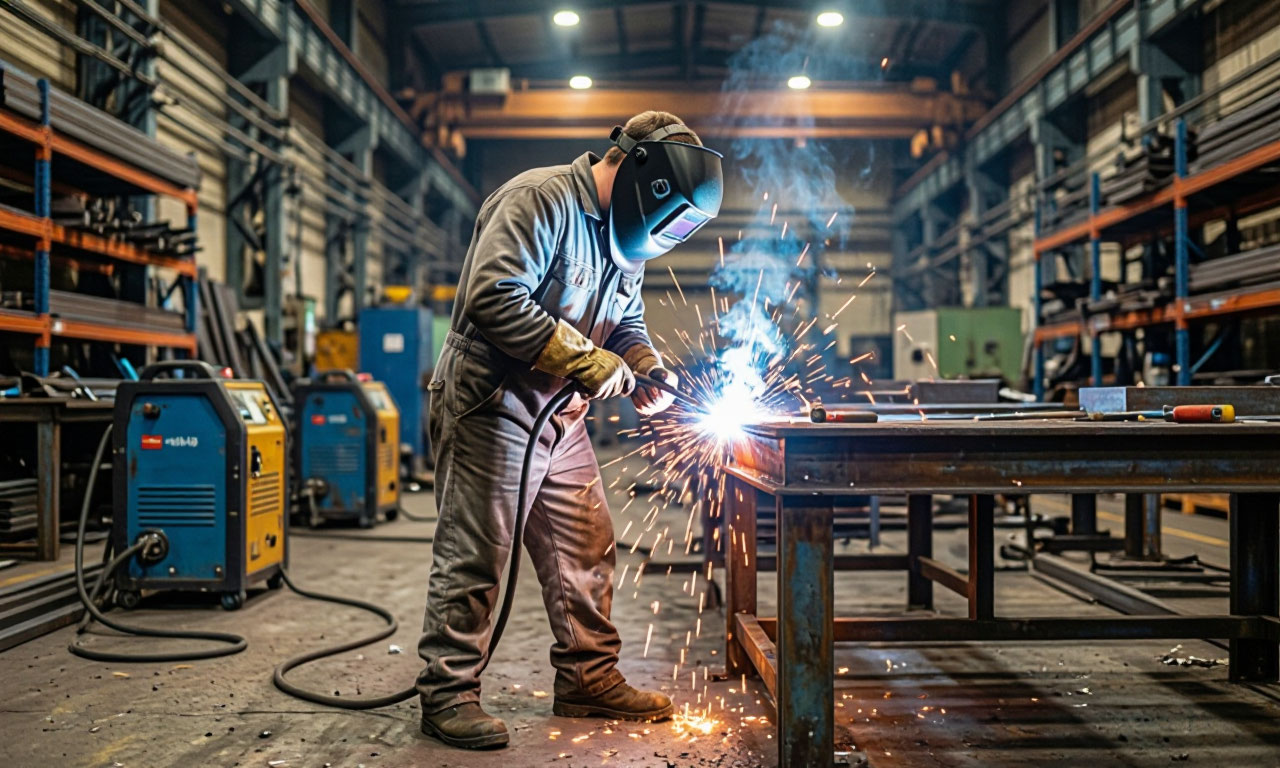 Welder working in a metal fabrication shop
